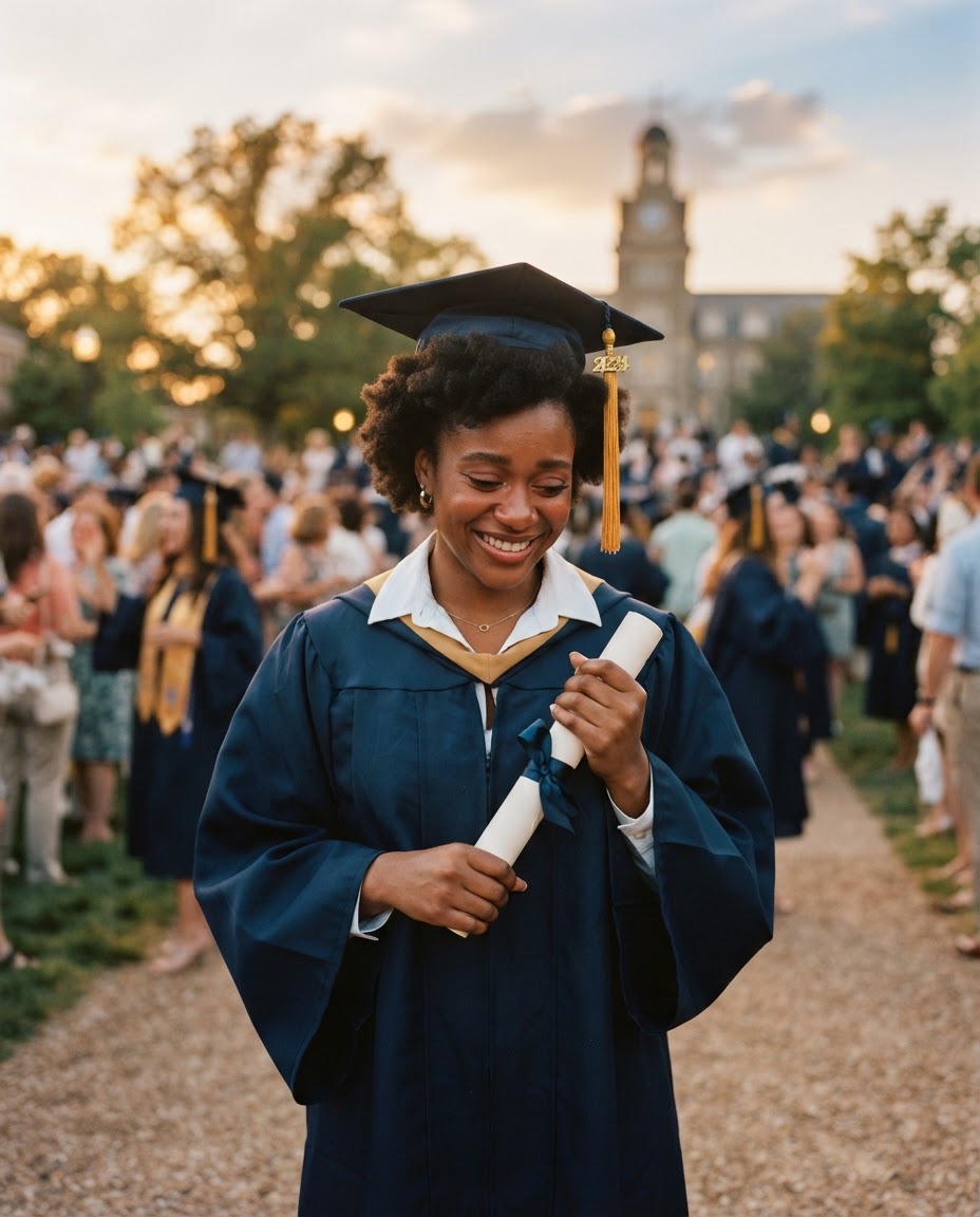 A student pursuing education with confidence